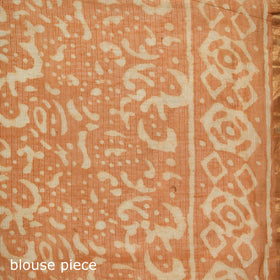 Orange - Batik Hand Block Print Kota Doria Cotton Saree 48