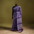 Purple - Batik Hand Block Print Kota Doria Cotton Saree 47