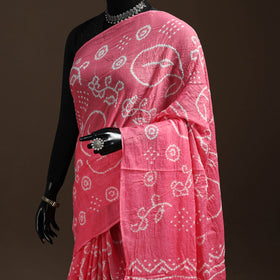 Pink - Kutch Tie-Dye Cotton Bandhani Saree 51