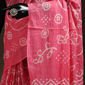 Pink - Kutch Tie-Dye Cotton Bandhani Saree 51
