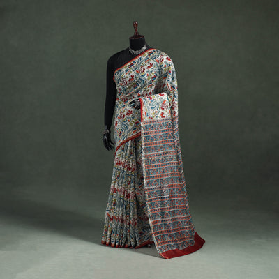 Sanganeri Hand Block Print Chanderi Silk Saree 28