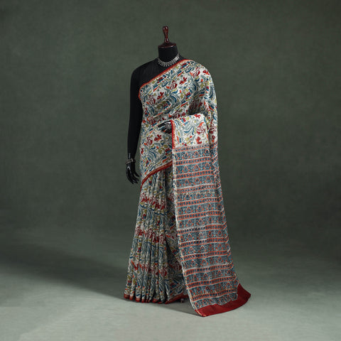 Sanganeri Hand Block Print Chanderi Silk Saree 28