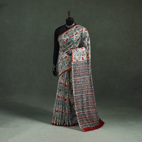 Sanganeri Hand Block Print Chanderi Silk Saree 28