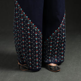 Bengal Kantha Hand Embroidered Cotton Palazzo 16