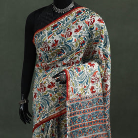 Sanganeri Hand Block Print Chanderi Silk Saree 28