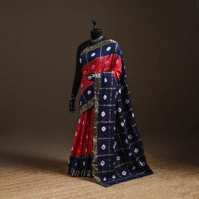 Red - Kutch Tie-Dye Cotton Bandhani Saree 28