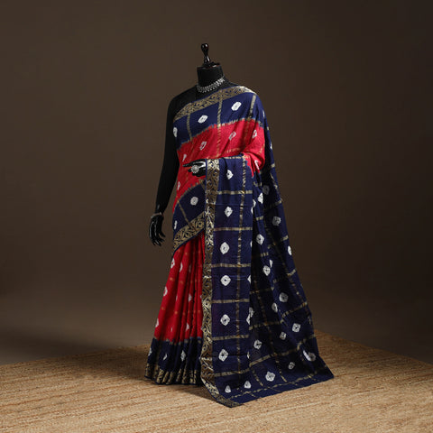 Red - Kutch Tie-Dye Cotton Bandhani Saree 28