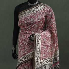 Bagru Hand Block Print Natural Dyed Chanderi Silk Saree 29