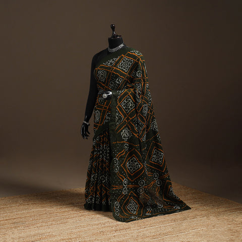 Green - Kutch Tie-Dye Cotton Bandhani Saree 48