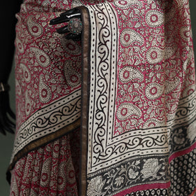 Bagru Hand Block Print Natural Dyed Chanderi Silk Saree 29