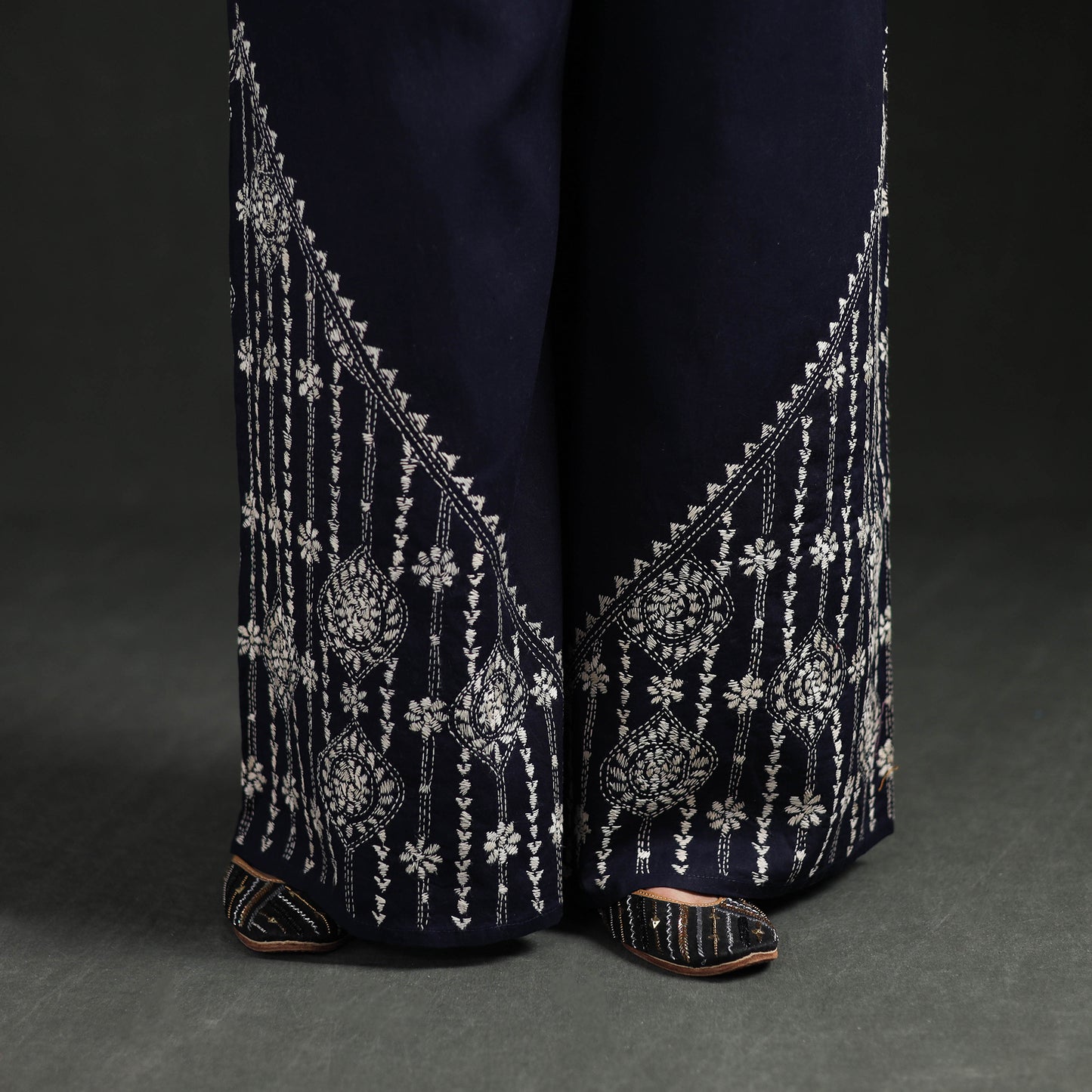 Bengal Kantha Hand Embroidered Cotton Palazzo 17