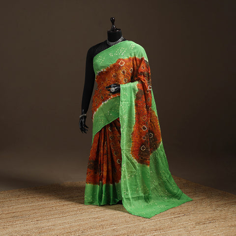 Orange - Kutch Tie-Dye Cotton Bandhani Saree 76