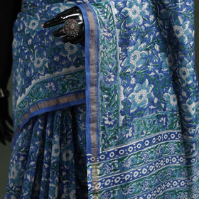 Sanganeri Hand Block Print Chanderi Silk Saree 30