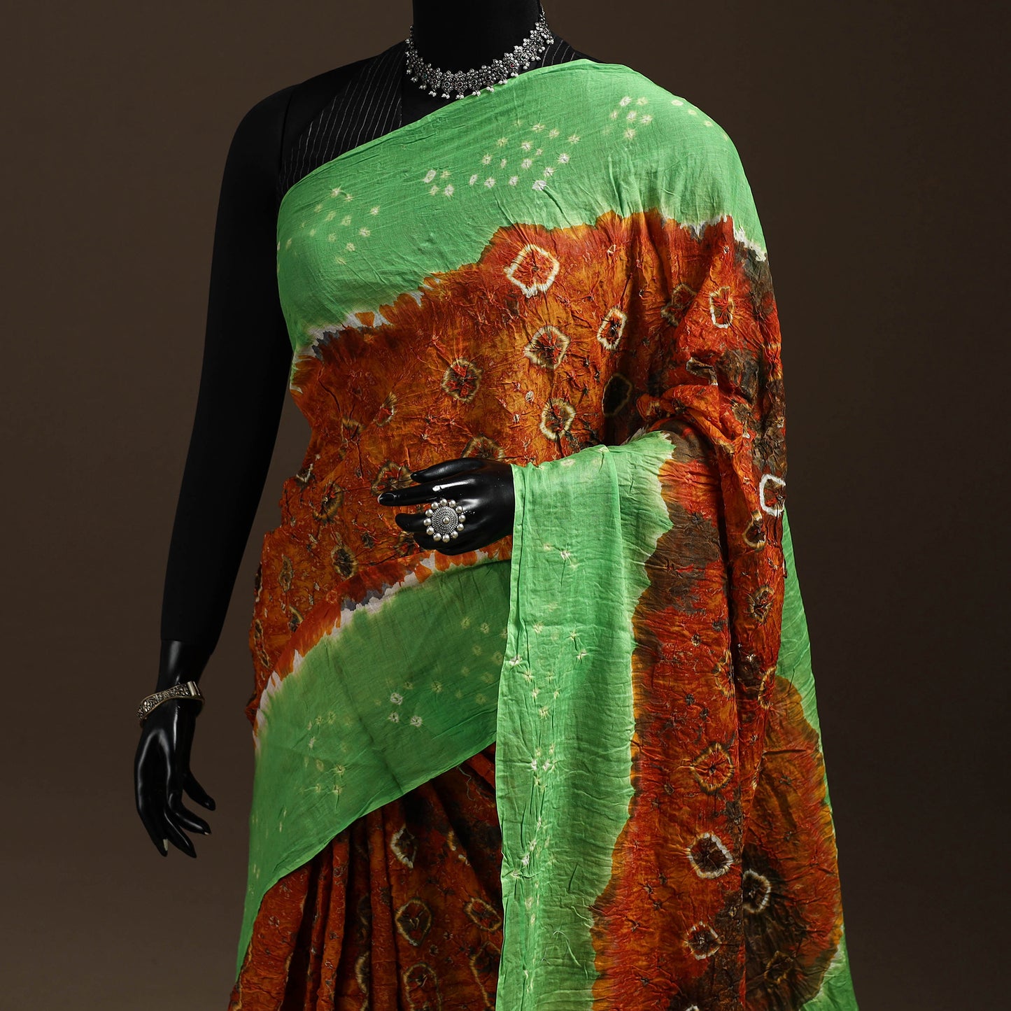 Orange - Kutch Tie-Dye Cotton Bandhani Saree 76