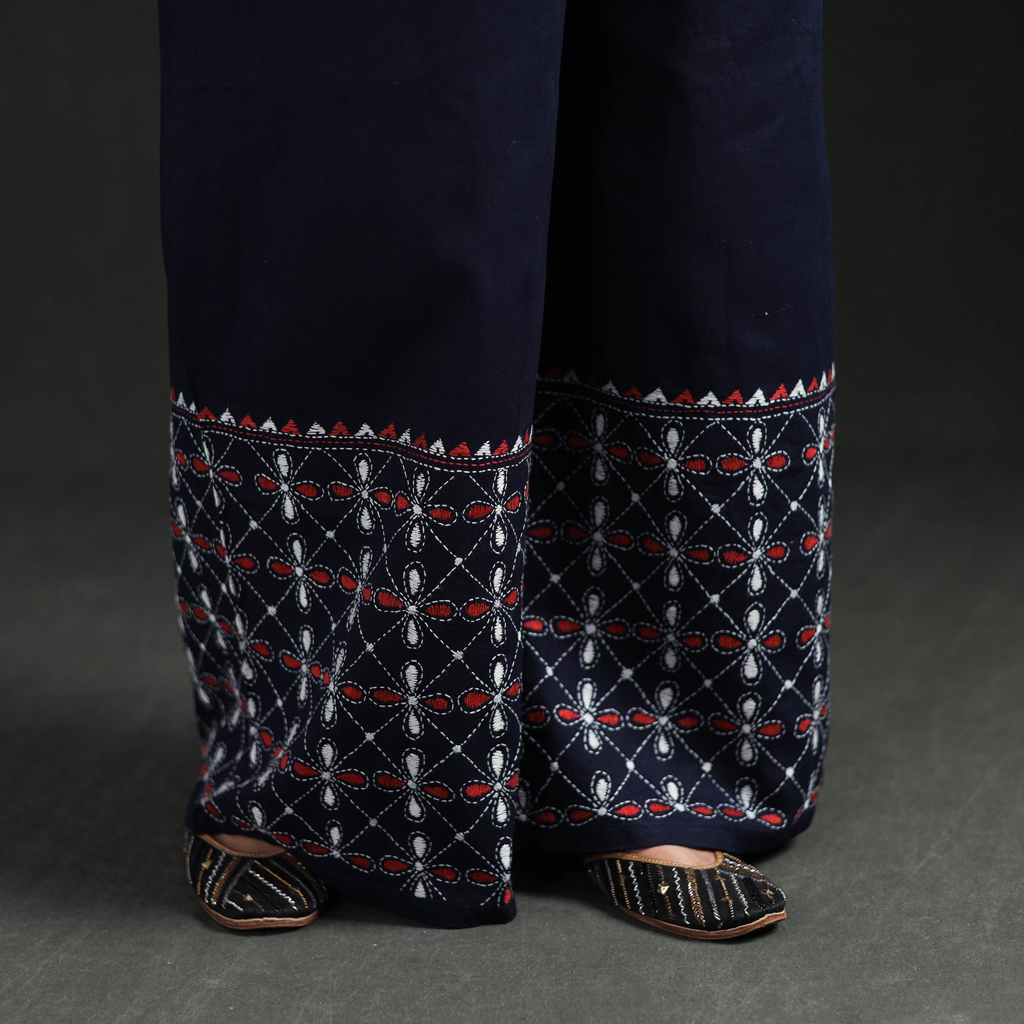 Bengal Kantha Hand Embroidered Cotton Palazzo 18