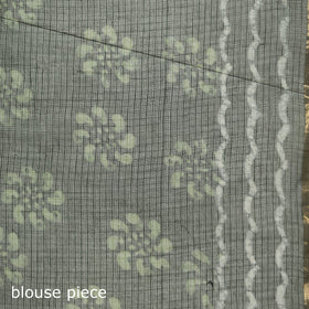Green - Batik Hand Block Print Kota Doria Cotton Saree 52