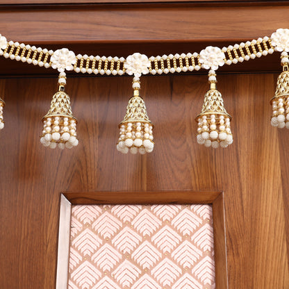 Festive Decor Handmade Beadwork Golden Bells Toran Hanging