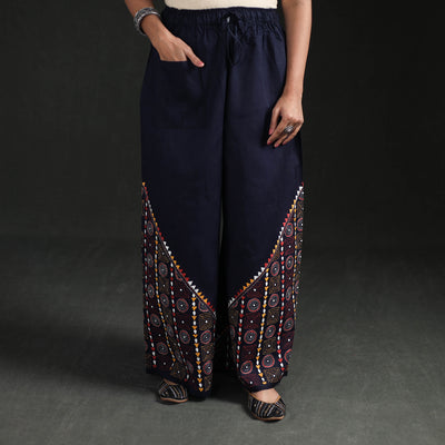 Bengal Kantha Hand Embroidered Cotton Palazzo 19