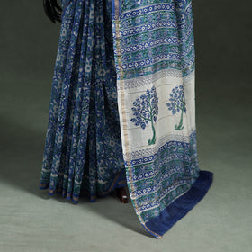 Sanganeri Hand Block Print Chanderi Silk Saree 30