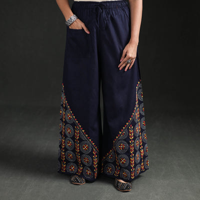 Bengal Kantha Hand Embroidered Cotton Palazzo 20