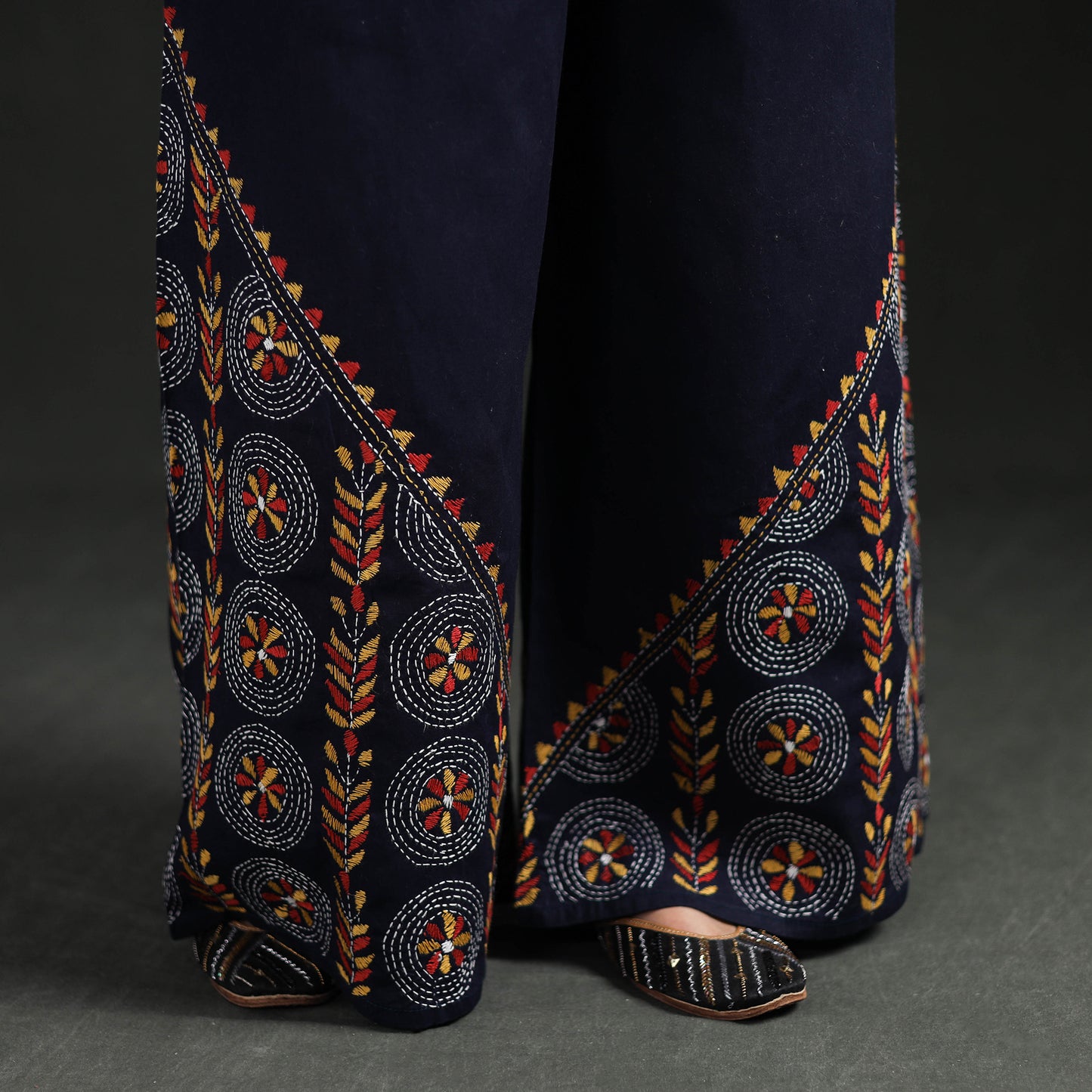 Bengal Kantha Hand Embroidered Cotton Palazzo 20