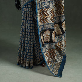 Bagru Hand Block Print Natural Dyed Chanderi Silk Saree 32