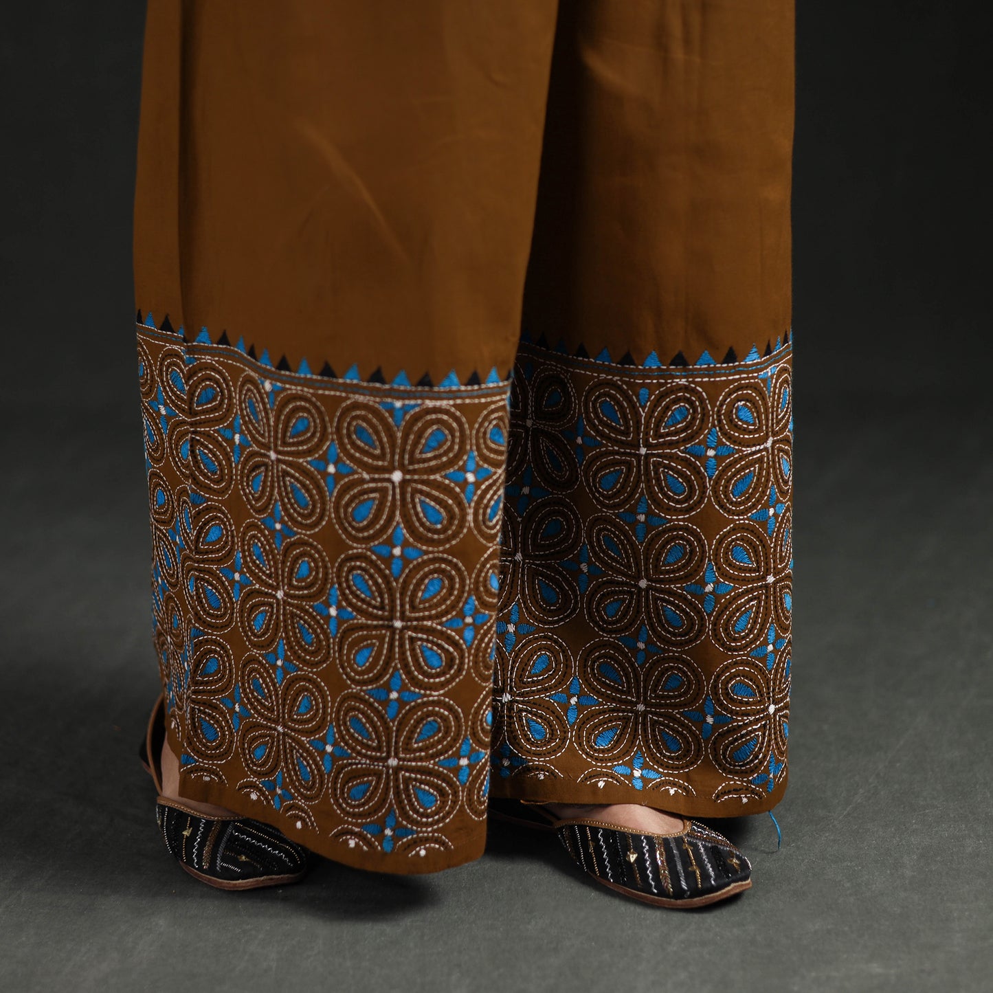 Bengal Kantha Hand Embroidered Cotton Palazzo 21