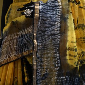 Yellow - Shibori Tie-Dye Kota Doria Cotton Saree 56