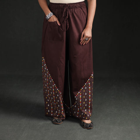 Bengal Kantha Hand Embroidered Cotton Palazzo 23