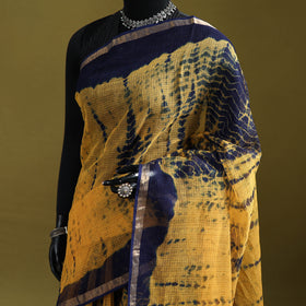Yellow - Shibori Tie-Dye Kota Doria Cotton Saree 57