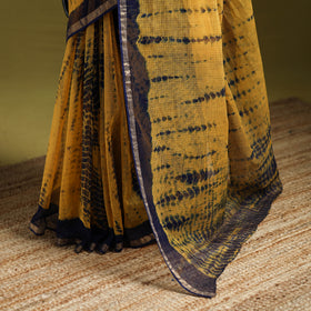 Yellow - Shibori Tie-Dye Kota Doria Cotton Saree 57
