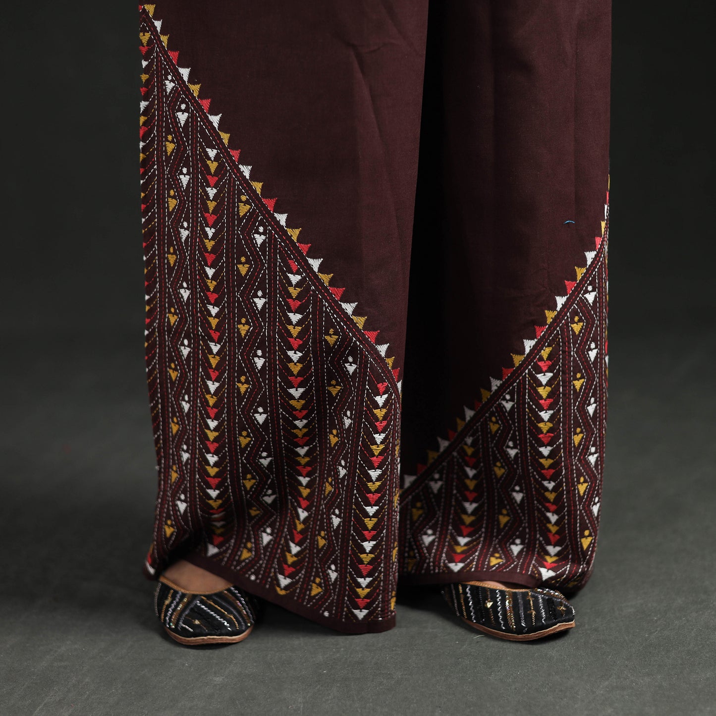 Bengal Kantha Hand Embroidered Cotton Palazzo 23