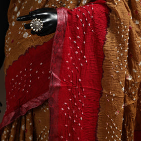 Brown - Kutch Tie-Dye Cotton Bandhani Saree with Blouse 14