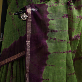 Green - Shibori Tie-Dye Kota Doria Cotton Saree 58