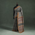 Bagru Hand Block Print Natural Dyed Chanderi Silk Saree 36