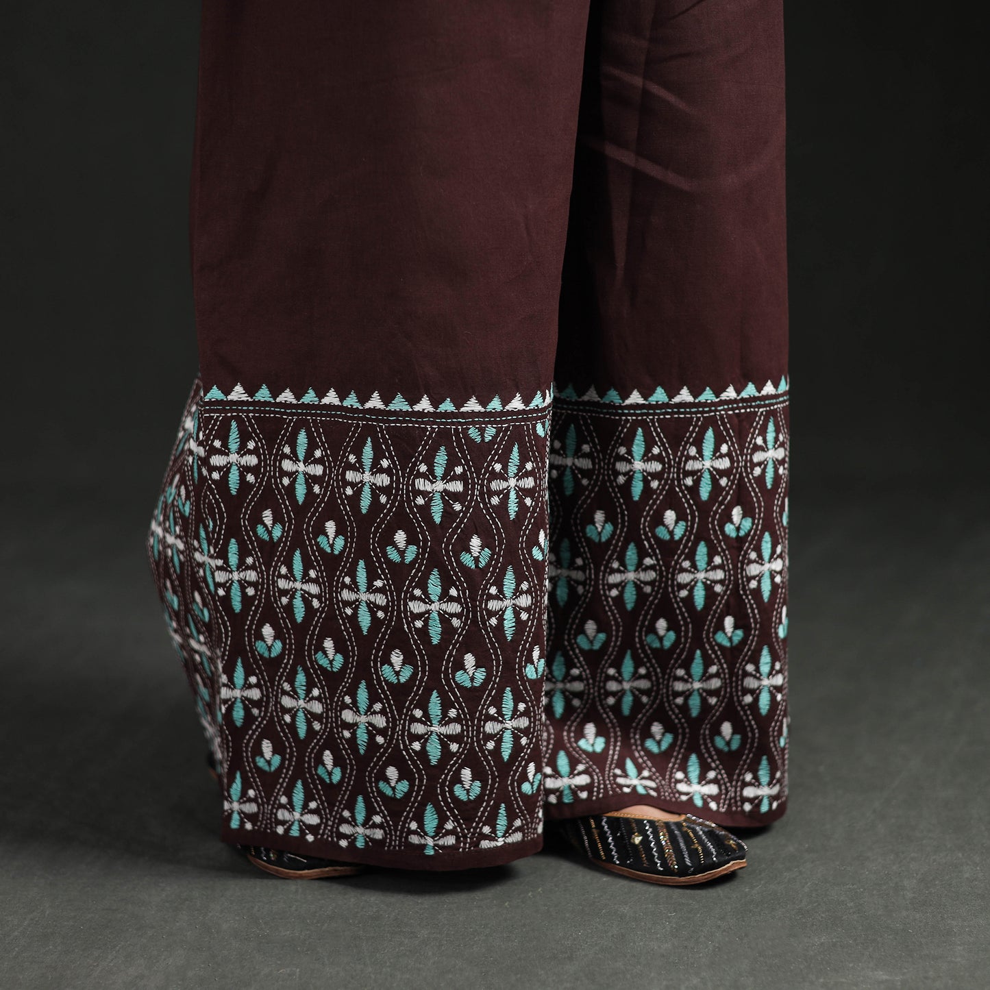 Bengal Kantha Hand Embroidered Cotton Palazzo 24
