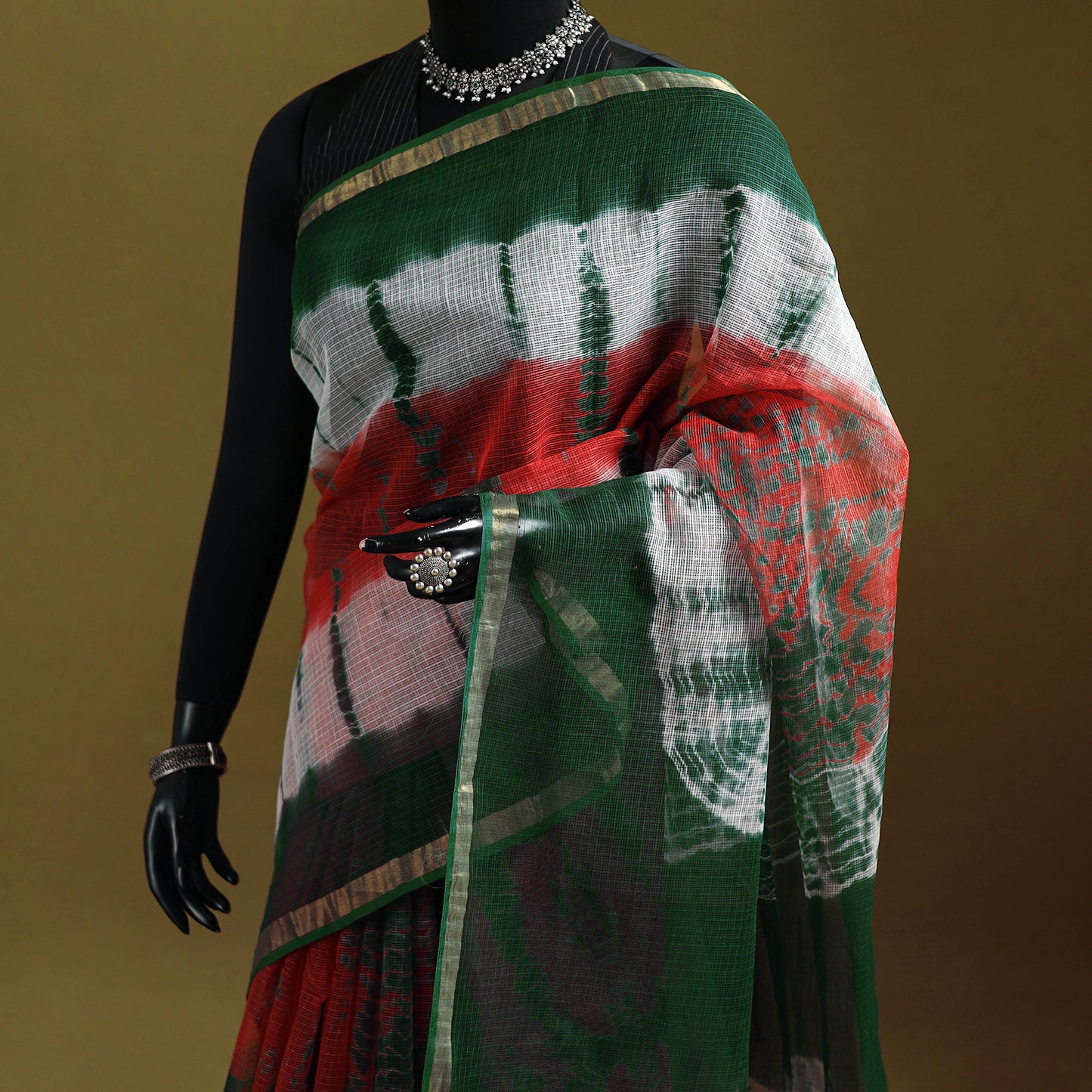 Multicolor - Shibori Tie-Dye Kota Doria Cotton Saree 59