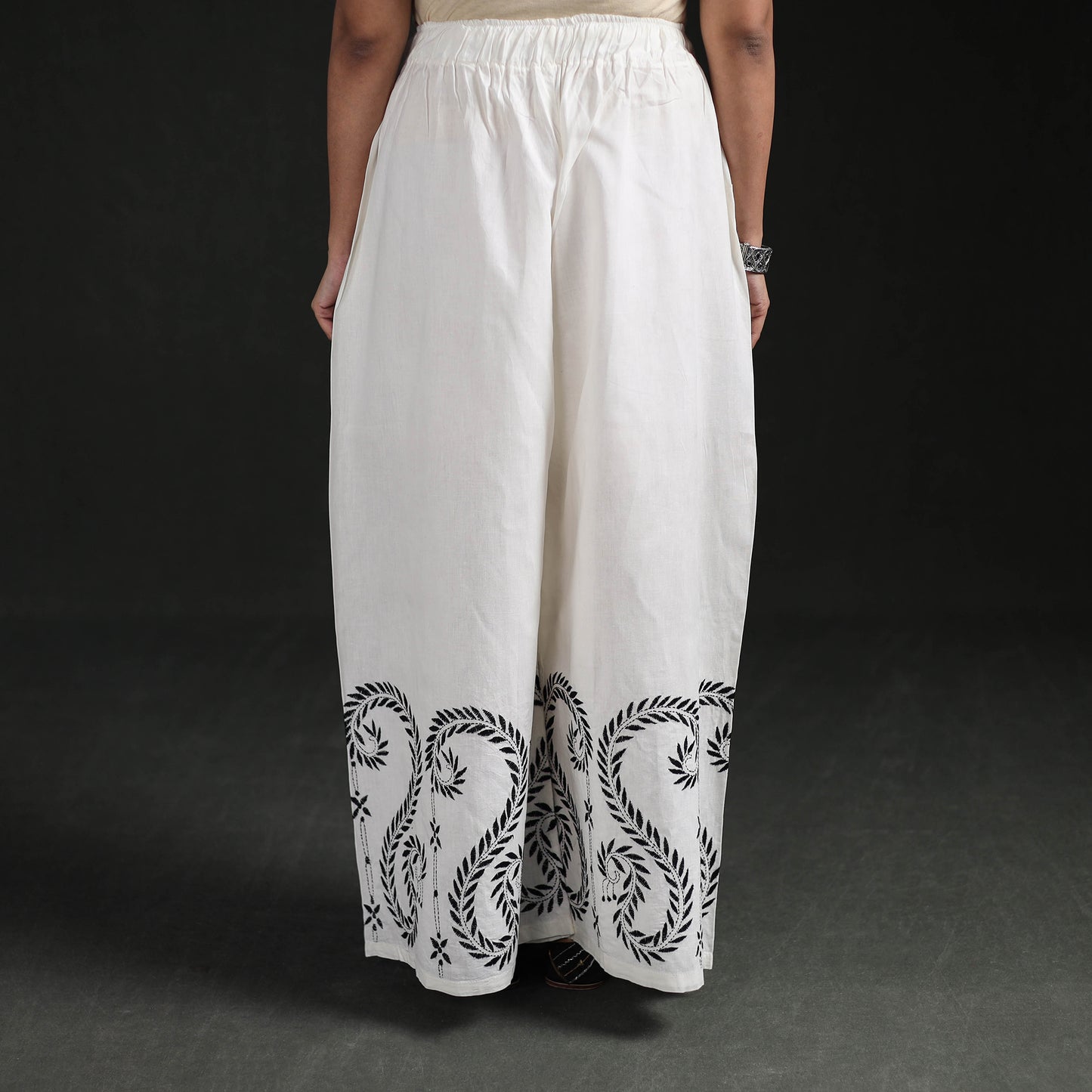 Bengal Kantha Hand Embroidered Cotton Palazzo 25