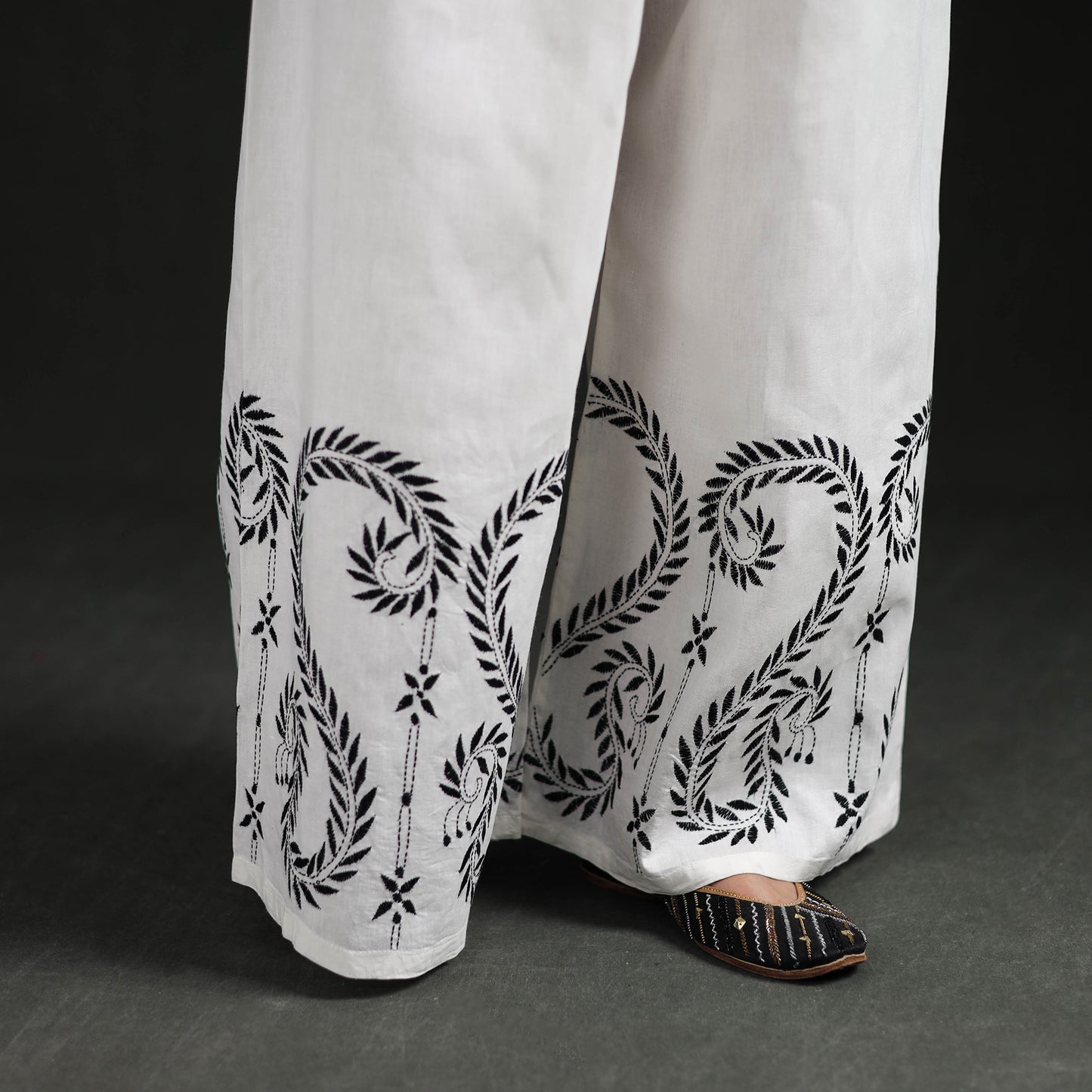 Bengal Kantha Hand Embroidered Cotton Palazzo 25