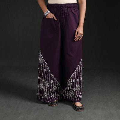 Bengal Kantha Hand Embroidered Cotton Palazzo 26