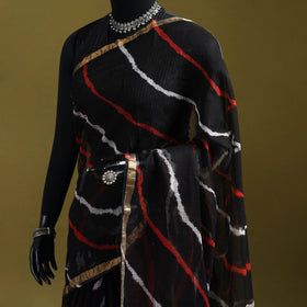 Black - Shibori Tie-Dye Kota Doria Cotton Saree 60