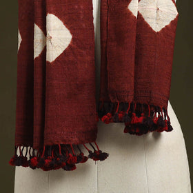 Maroon - handwoven tussar x merino wool tie-dye shibori
