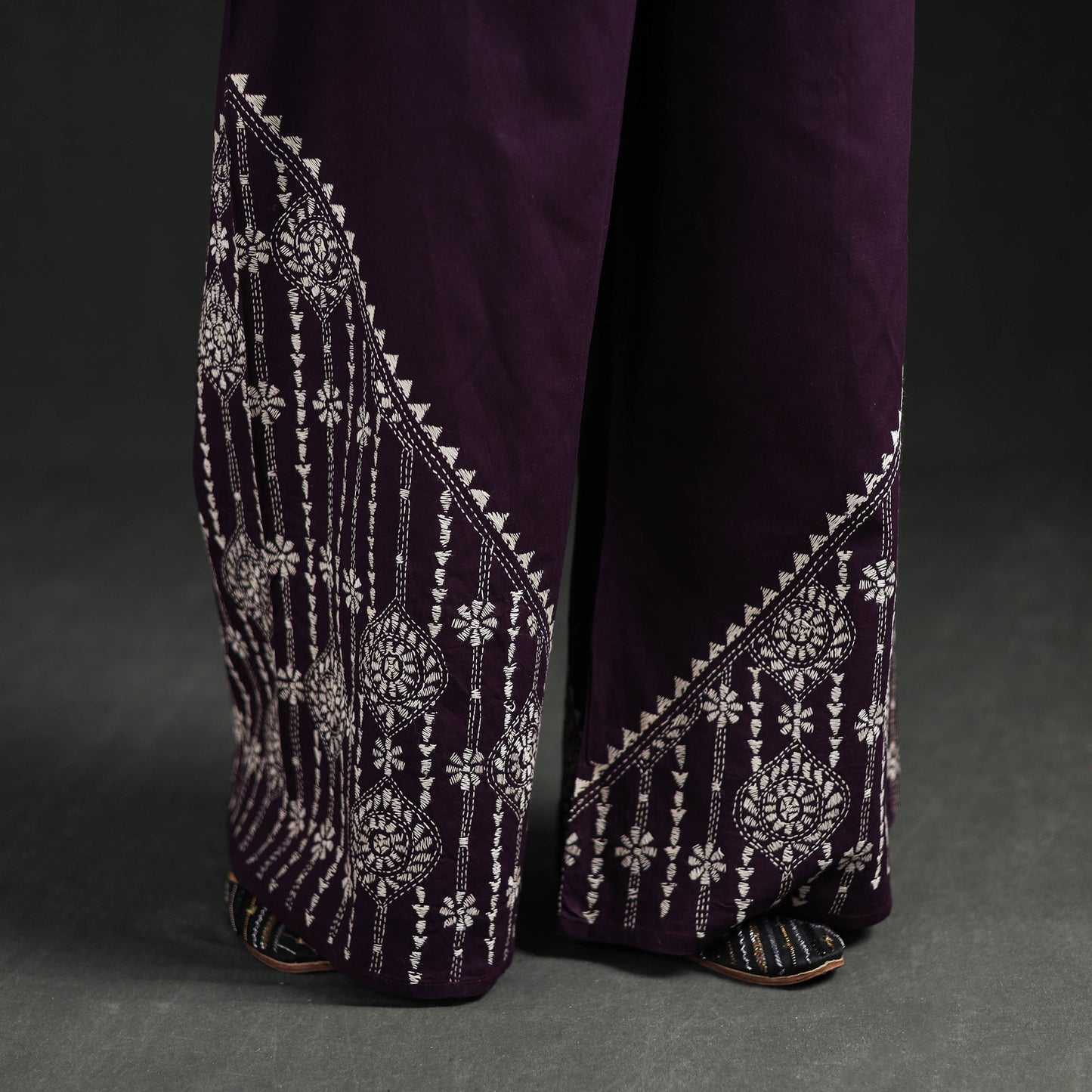 Bengal Kantha Hand Embroidered Cotton Palazzo 26