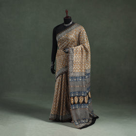 Bagru Hand Block Print Natural Dyed Chanderi Silk Saree 38