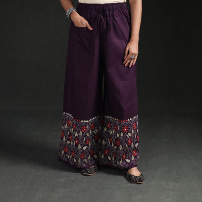 Bengal Kantha Hand Embroidered Cotton Palazzo 27