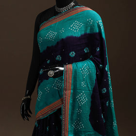 Blue - Kutch Tie-Dye Cotton Bandhani Saree with Blouse 15