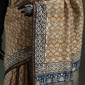 Bagru Hand Block Print Natural Dyed Chanderi Silk Saree 38