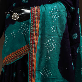 Blue - Kutch Tie-Dye Cotton Bandhani Saree with Blouse 15