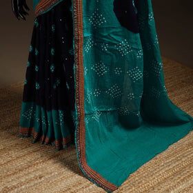 Blue - Kutch Tie-Dye Cotton Bandhani Saree with Blouse 15