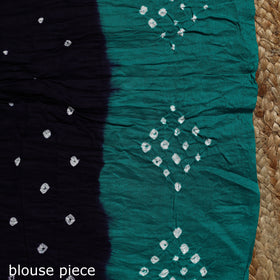 Blue - Kutch Tie-Dye Cotton Bandhani Saree with Blouse 15